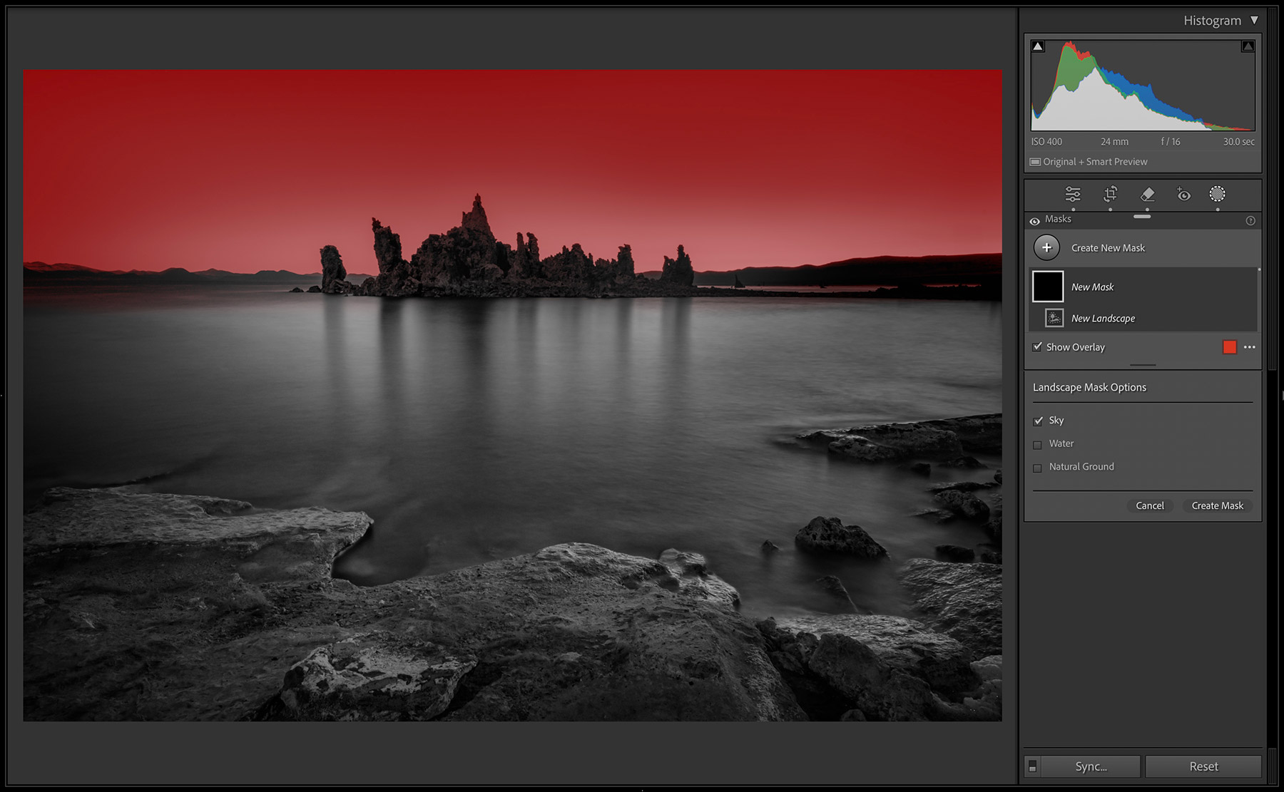 landscape masking with Photoshop lightroom sky mask
